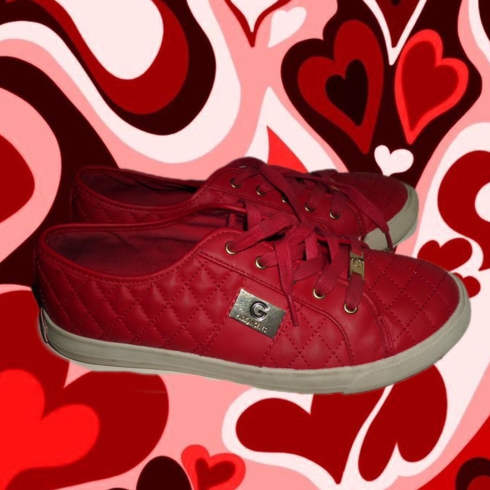 Guess Red Quilted Leather Sneakers ♥️💋